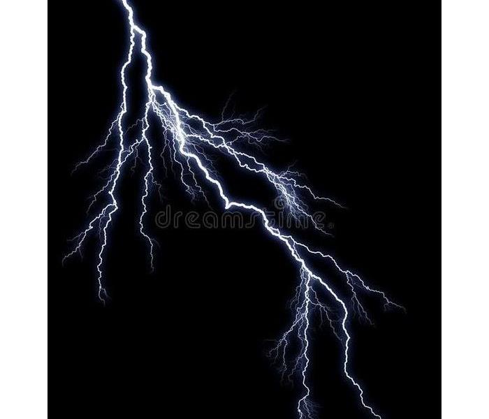 Lightning striking at night